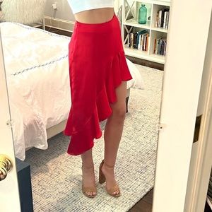 Forever 21 Red Ruffled Midi Salsa Skirt (size S)